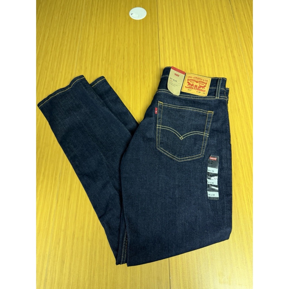 Levi's Men's 511 Slim Fit 5 Pocket Stretch Denim Jeans 36x32 Dark Wash